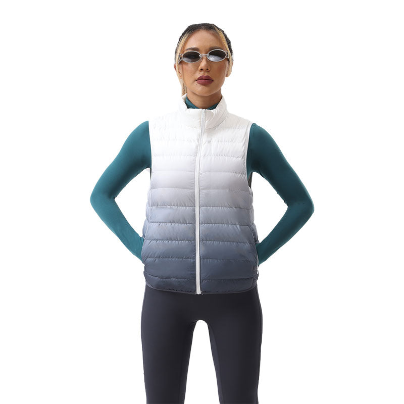 Ombre Print Puffer Hooded Vest